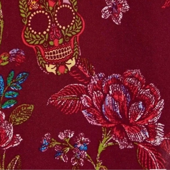 TORRID Maroon Red Sugar Skull Floral Print Belted Tank Midi Dress 3 3X - Picture 11 of 12